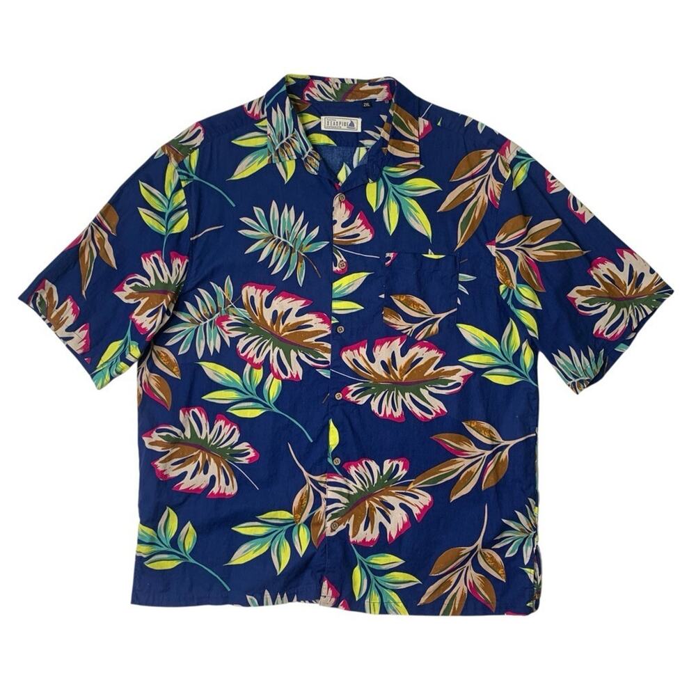 Seaspice Shirt Mens 2XL Resort Wear‎ Floral Leaf Print Button Up Short Sleeve